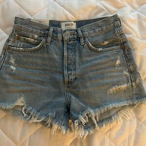 NWT Agolde Distressed Light Blue Jean Shorts